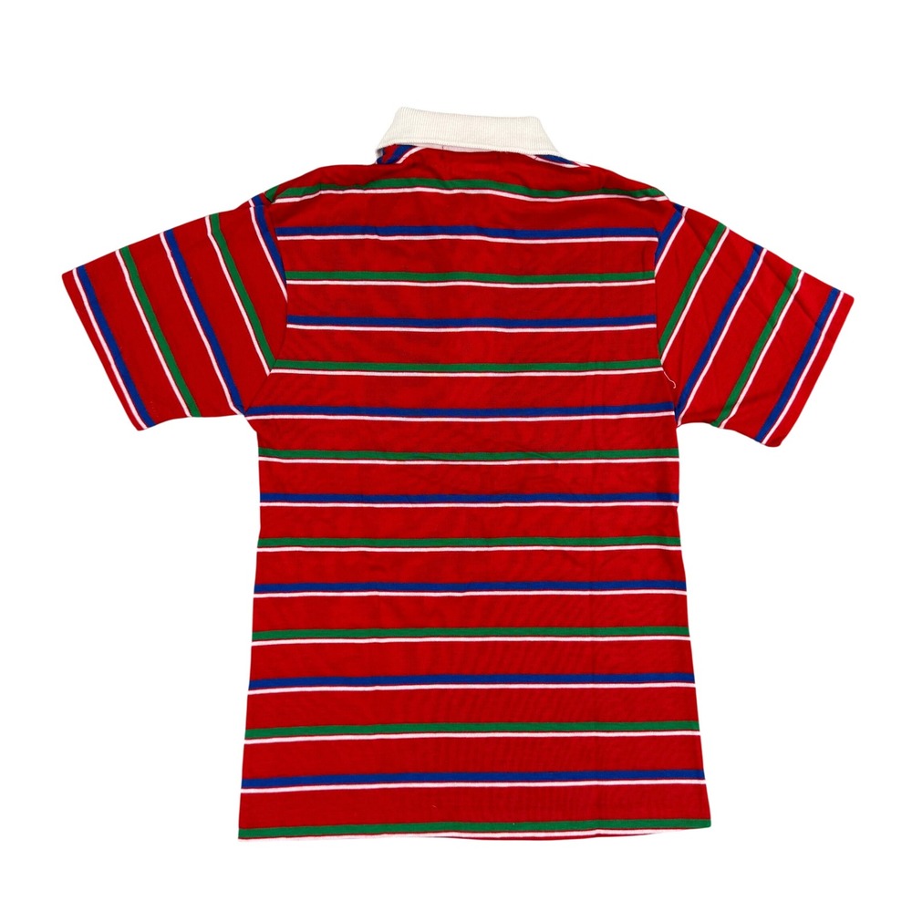 Vintage Izod Lacoste Striped Polo Shirt Red Blue Green White Kids 14
